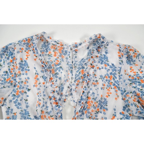 Unbranded Floral‎ Dress Long Sleeves Cottagecore Fairy Womens M Deep V-Neck - Picture 15 of 16